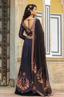 Picture of Outstanding Black Designer Indo-Western Lehenga Choli for Party