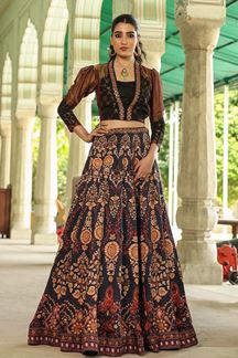 Picture of Fashionable Black Designer Indo-Western Lehenga Choli for Party