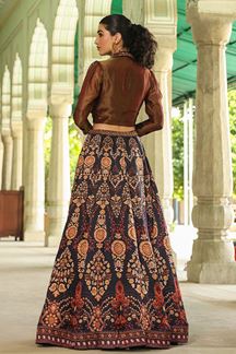 Picture of Fashionable Black Designer Indo-Western Lehenga Choli for Party