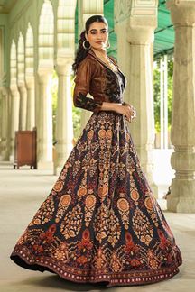 Picture of Fashionable Black Designer Indo-Western Lehenga Choli for Party