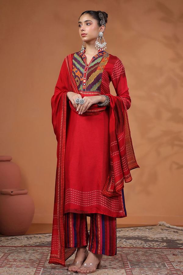 Picture of Bollywood Red Designer Straight Cut Suit for Party and Festive Wear