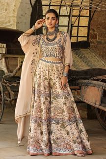 Picture of Creative Beige Designer Palazzo Suit for Party and Festivals