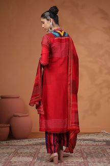 Picture of Bollywood Red Designer Straight Cut Suit for Party and Festive Wear