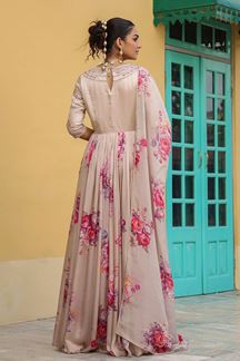 Picture of Delightful Peach Designer Gown for Party and Festivals