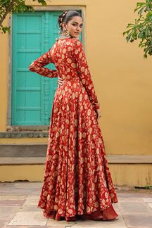 Picture of Lovely Red Designer Gown for Reception, Party and Festivals