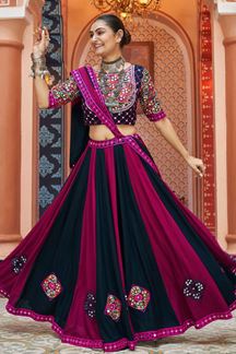 Picture of Ethnic Navy Blue Designer Lehenga Choli for Navratri Festival