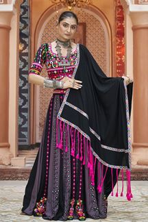 Picture of Stunning Black Designer Lehenga Choli for Navratri Festival