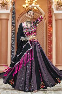 Picture of Stunning Black Designer Lehenga Choli for Navratri Festival