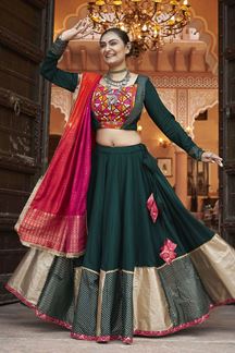 Picture of Outstanding Green Designer Lehenga Choli for Garba Festival