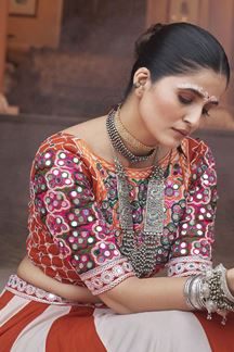 Picture of Creative Orange Designer Lehenga Choli for Garba Festival