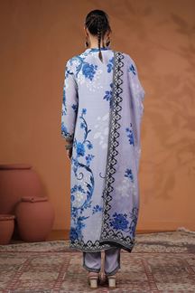 Picture of Pretty Light Blue Printed Designer Straight Cut Suit for Party and Festive Wear