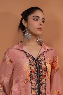 Picture of Surreal Peach Printed Designer Kurti for Party and Festive Wear