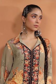 Picture of Royal Grey Printed Designer Kurti for Party and Festive Wear