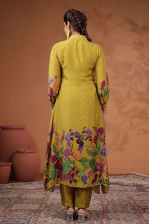 Picture of Enticing Mustard Muslin Designer Kurti for Party and Haldi