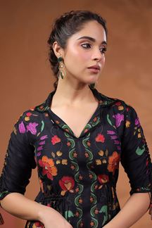 Picture of Delightful Black Floral Printed Designer Kurti for Party