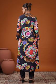 Picture of Stunning Navy Blue Printed Designer Kurti for Party and Festive Wear