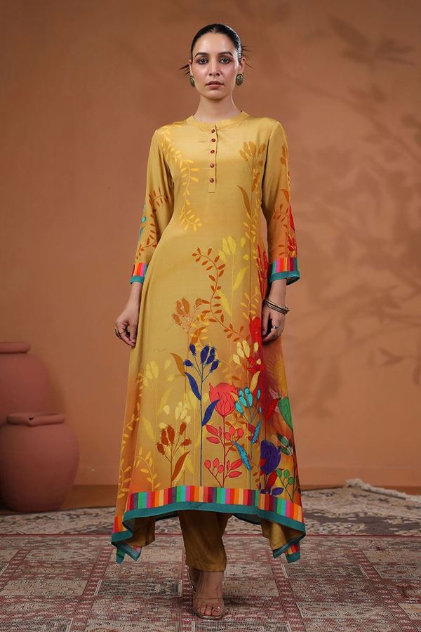 Picture of Exuberant Mustard Designer Kurti for Party and Haldi