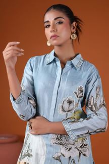 Picture of Marvelous Light Blue Printed Designer Kurti for Party and Festive Wear