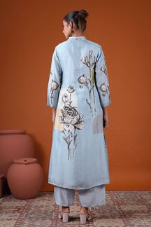 Picture of Marvelous Light Blue Printed Designer Kurti for Party and Festive Wear