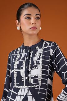 Picture of Trendy Black and White Designer Kurti for Party