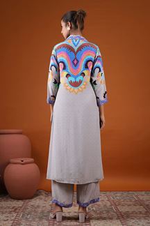 Picture of Appealing Grey Printed Designer Kurti for Party and Festive Wear