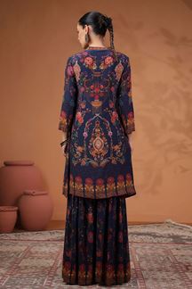 Picture of Bollywood Navy Blue Designer Palazzo Suit for Party and Festivals