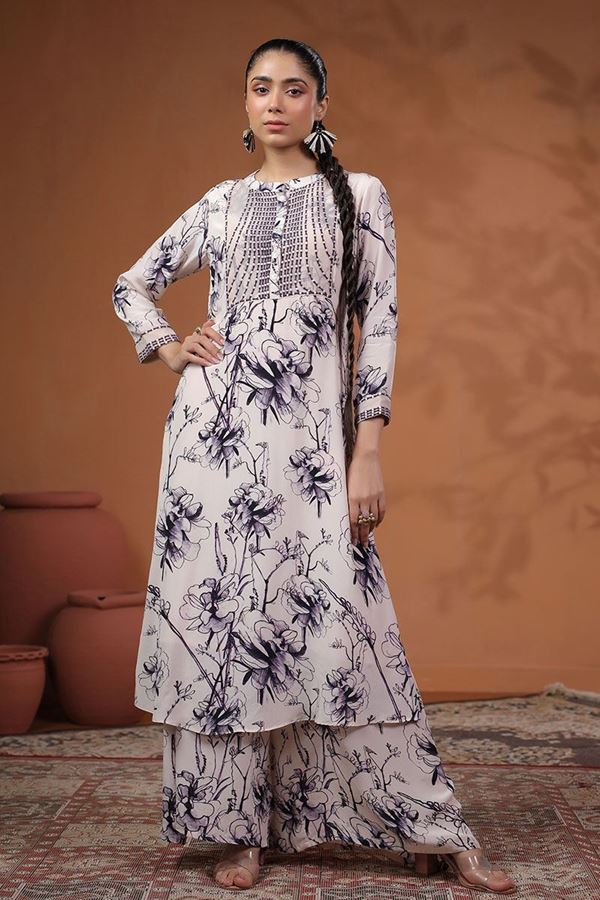 Picture of Mesmerizing Light Pink Semi Crepe Designer Palazzo Suit for Party and Festive wear