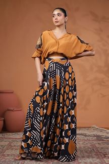 Picture of Vibrant Brown and Black Designer Palazzo Suit for Party