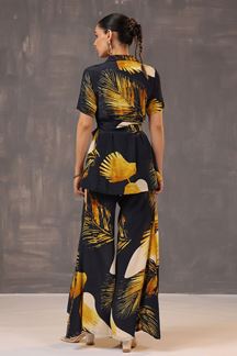 Picture of Flamboyant Black Semi Crepe Designer Co-Ord Set for Party