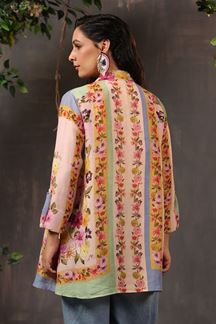 Picture of Exquisite Linen Silk Printed Designer Short Top for Casual Wear