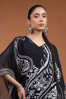 Picture of Irresistible Black Organza Printed Designer Indo-Western Outfit for Party