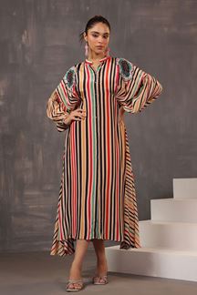 Picture of Exuberant Striped Designer Indo-Western Outfit for Party