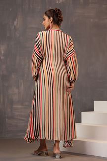 Picture of Exuberant Striped Designer Indo-Western Outfit for Party