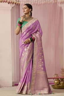 Picture of Ethnic Pink Designer Saree for Wedding, Engagement and Reception