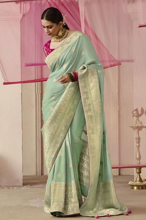 Picture of Captivating Sea Green Designer Saree for Wedding, Engagement, and Reception