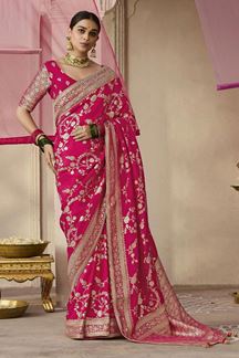 Picture of Charismatic Pink Designer Saree for Wedding, Engagement and Reception