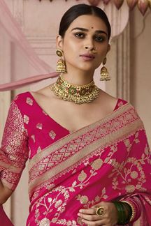 Picture of Charismatic Pink Designer Saree for Wedding, Engagement and Reception