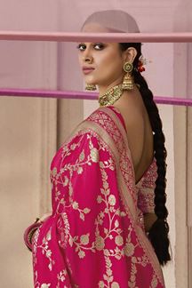 Picture of Charismatic Pink Designer Saree for Wedding, Engagement and Reception