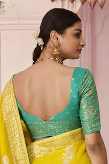 Picture of Smashing Yellow Designer Saree for Wedding and Haldi