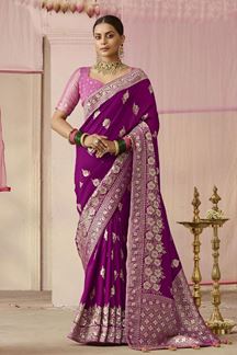 Picture of Spectacular Purple Designer Saree for Wedding, Engagement and Reception