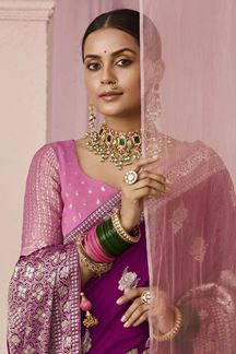 Picture of Spectacular Purple Designer Saree for Wedding, Engagement and Reception