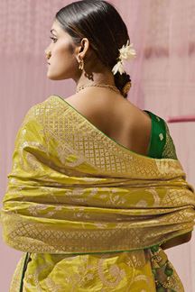 Picture of Outstanding Yellow Designer Saree for Wedding and Haldi