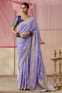 Picture of Creative Lavender Designer Saree for Wedding, Engagement, and Reception