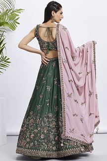 Picture of Ethnic Green Designer Indo-Western Lehenga Choli for Mehendi and Engagement