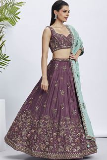 Picture of Charismatic Rose Gold Designer Indo-Western Lehenga Choli for Reception and Wedding