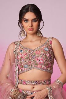 Picture of Splendid Rose Gold Designer Indo-Western Lehenga Choli for Reception and Engagement