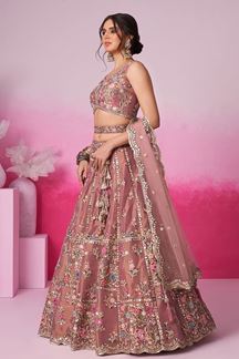 Picture of Splendid Rose Gold Designer Indo-Western Lehenga Choli for Reception and Engagement