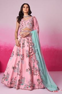 Picture of Creative Pink Designer Indo-Western Lehenga Choli for Reception and Engagement