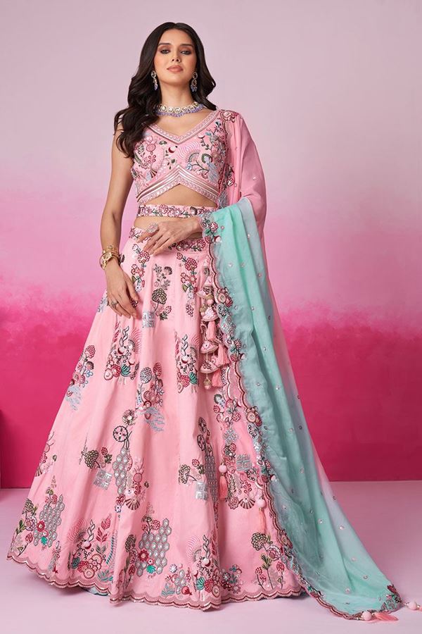 Picture of Creative Pink Designer Indo-Western Lehenga Choli for Reception and Engagement