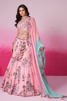 Picture of Creative Pink Designer Indo-Western Lehenga Choli for Reception and Engagement